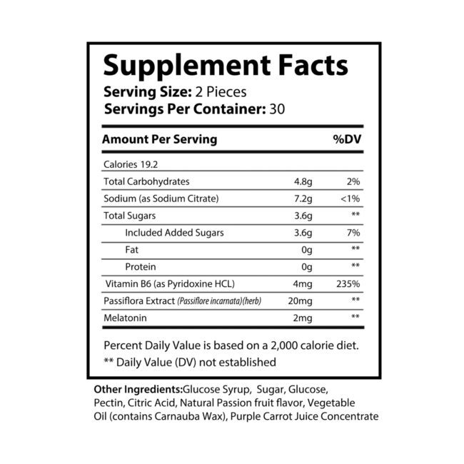 Sleep Well Gummies | Melatonin + Passionflower + Vitamin B6 (60 Gummies) - Image 6